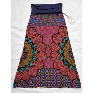 NWT Vibrant Bohemian Foldover Flowy Comfy Maxi Skirt Baba Design Italy Size S/M